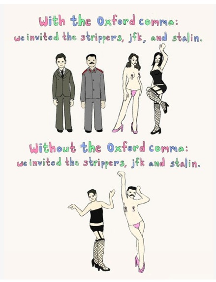 Visual example of the Oxford comma’s usefulness